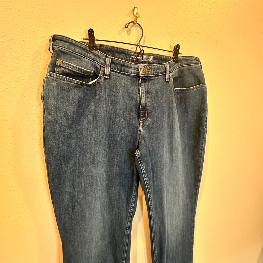 Carhartt Jeans Women 18 Tall Blue Relaxed Straight Leg Utility Workwear Denim - Picture 15 of 16